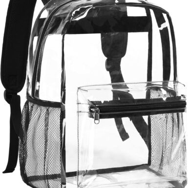 Vorspack Heavy Duty Clear Backpack - Large Clear Backpacks for School See Through Backpack for Boys Girls Transparent Bookbag for College, Work, Concert - Black