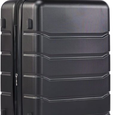 Sweetcrispy Carry on Luggage, Hard Shell ABS Suitcase with Double Spinner Wheels, Lightweight Expandable Rolling Suit Case with TSA Lock, 21 Inch Charcoal Black